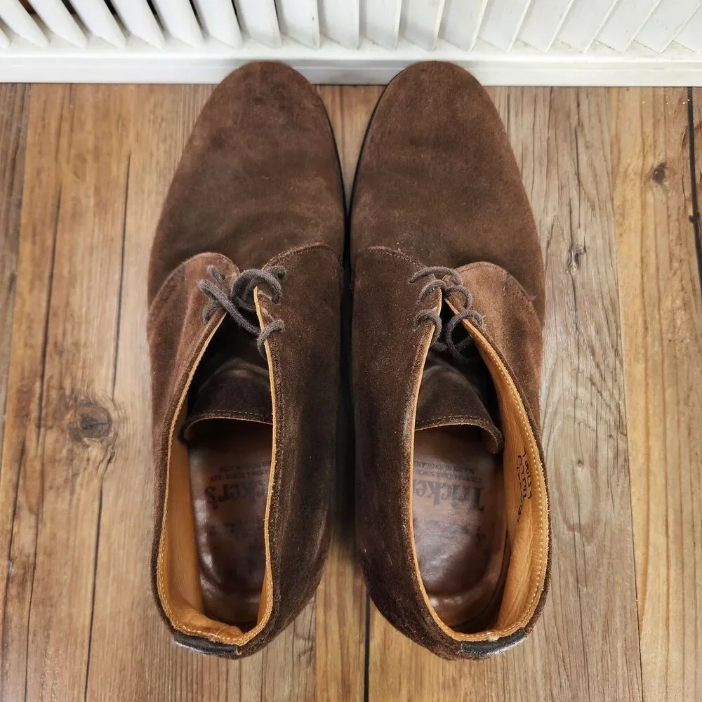 Tricker's Suede Chukka Boots Mens Sz 10 Brown Made in England Preppy Ankle Shoes